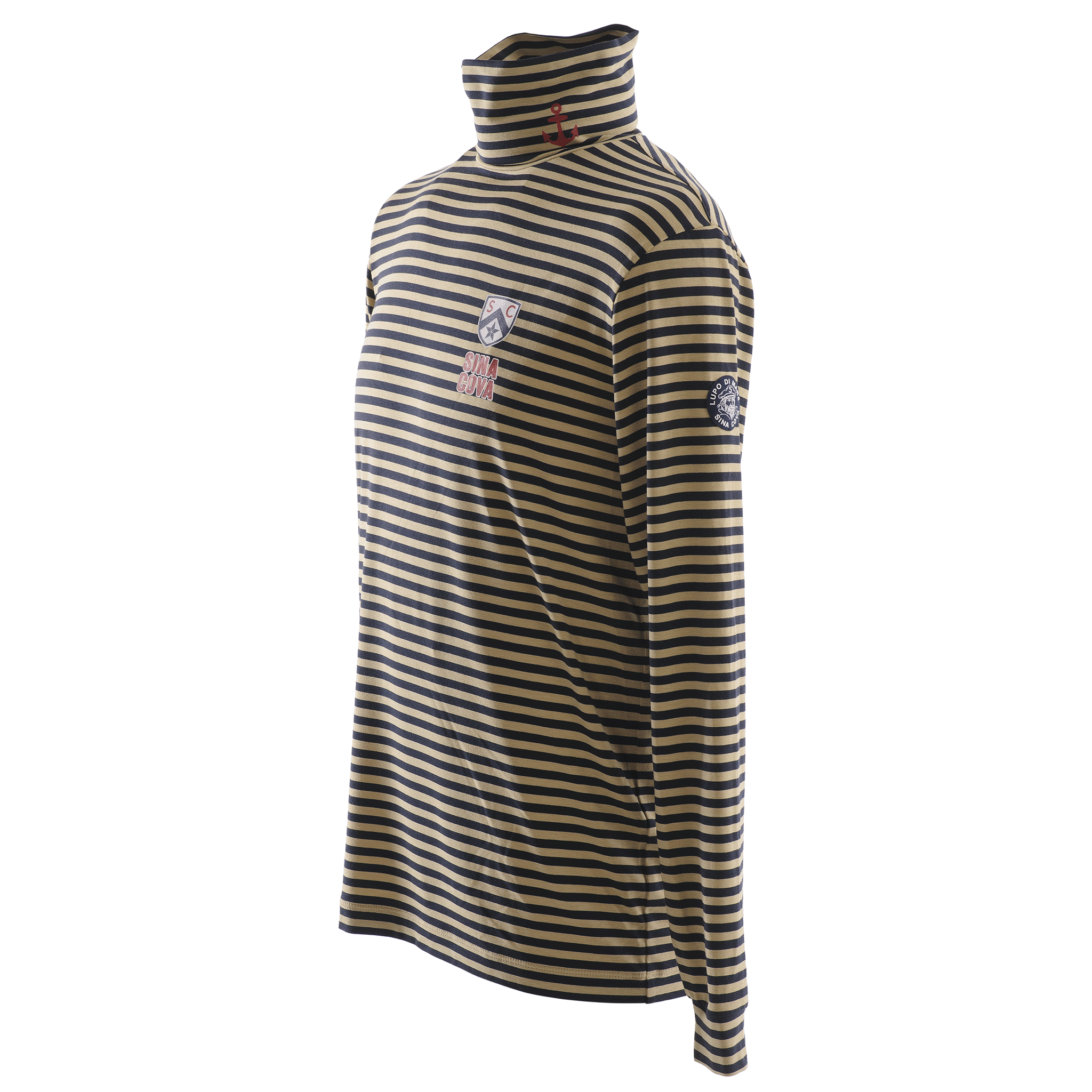 ボーダー柄 タートルネック長袖Tシャツ ユニセックス(男女兼用) 23250020