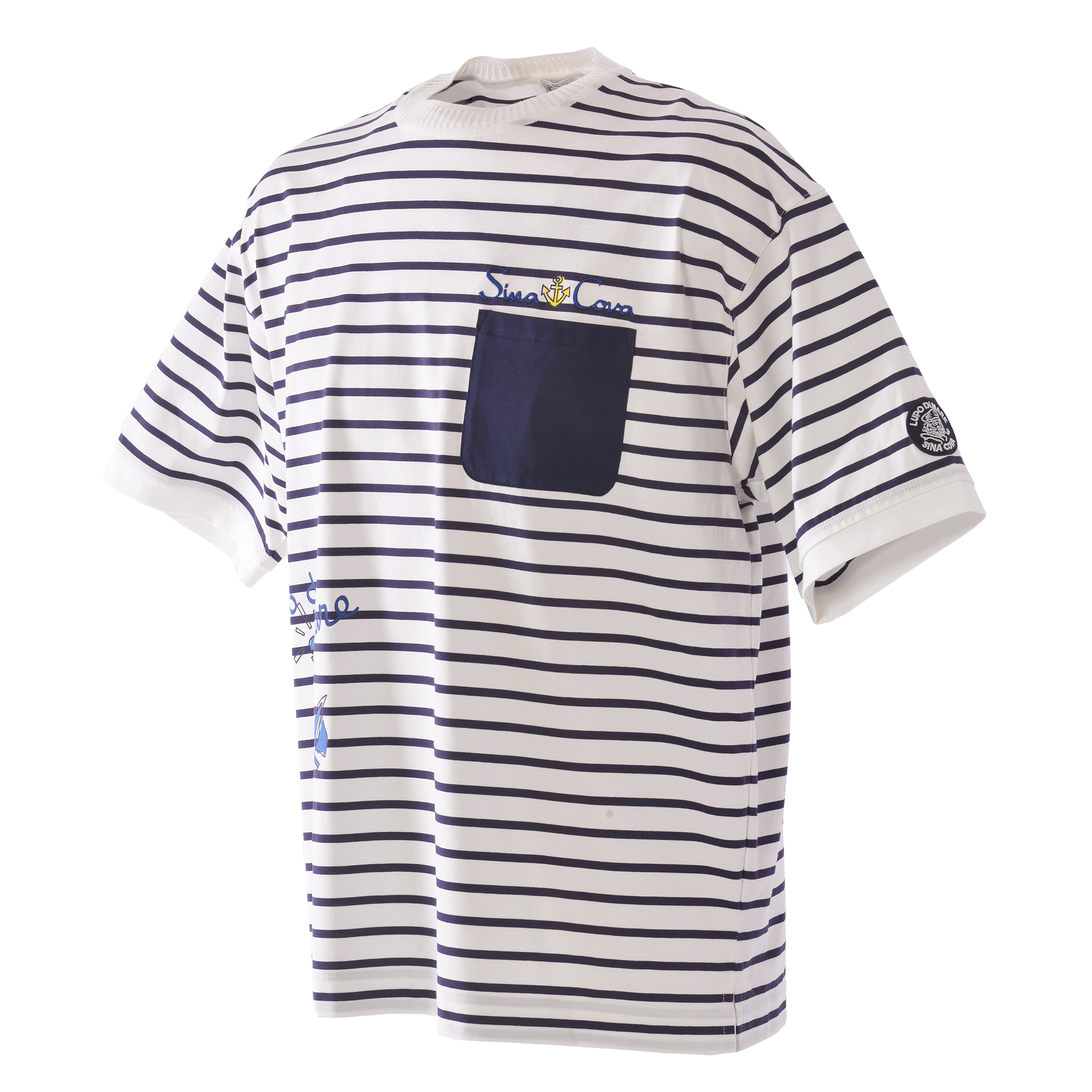 ポケットデザインボーダー半袖Tシャツ ユニセックス(男女兼用)25110540