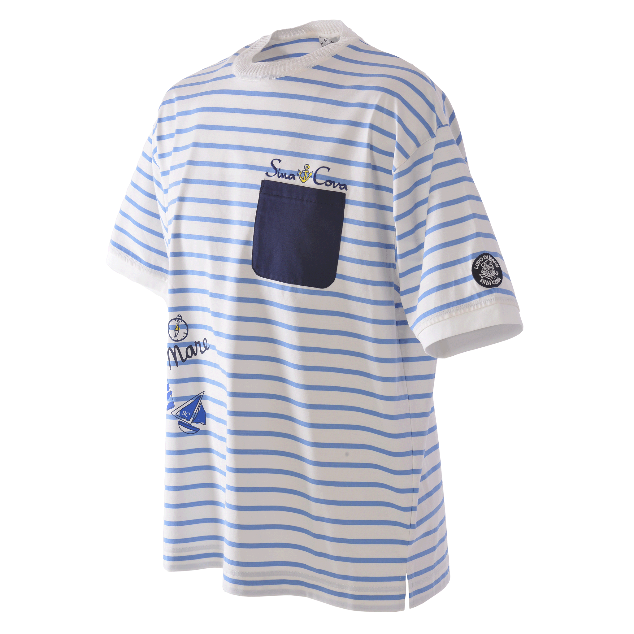 ポケットデザインボーダー半袖Tシャツ ユニセックス(男女兼用)25110540