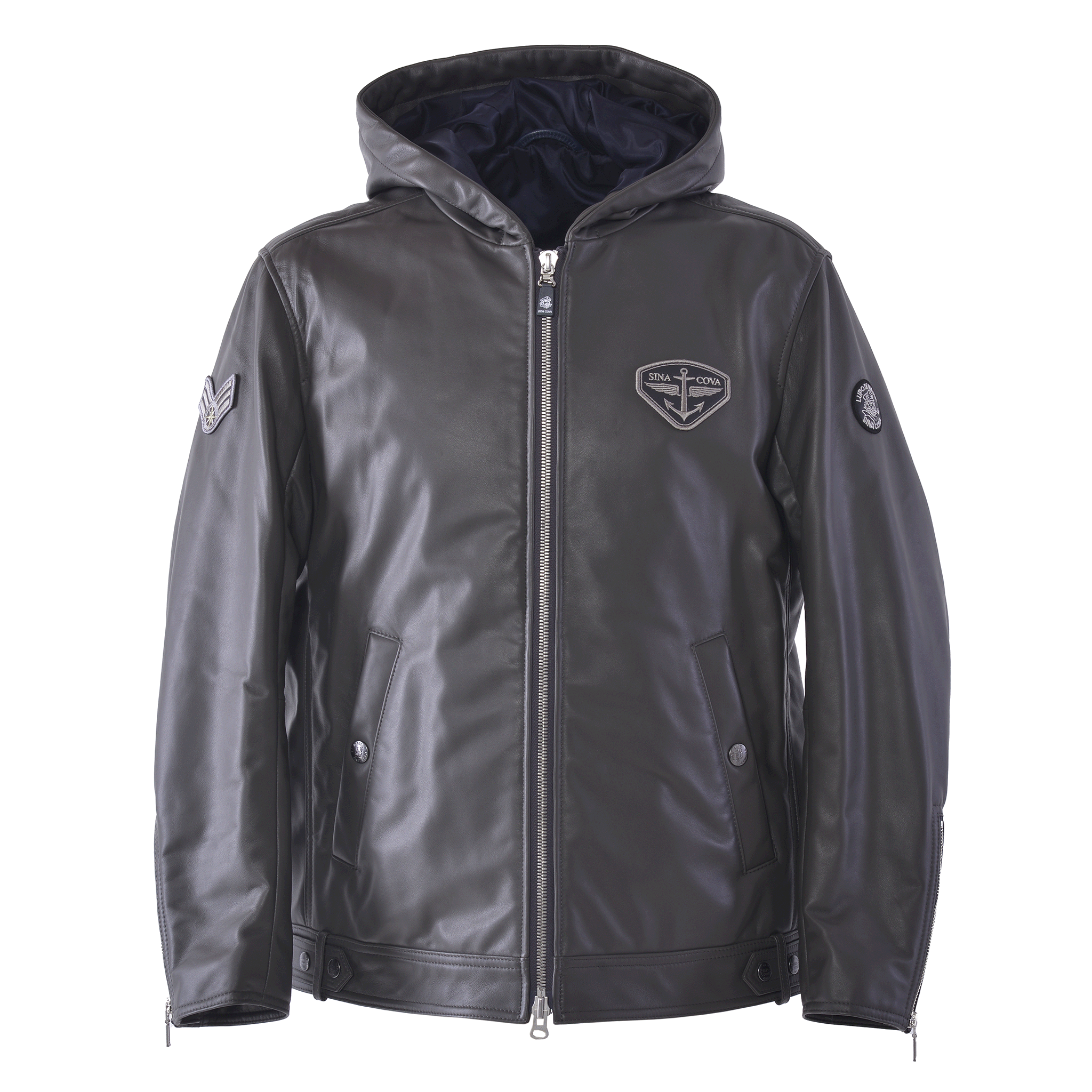 フード付きレザージャケット 25223910