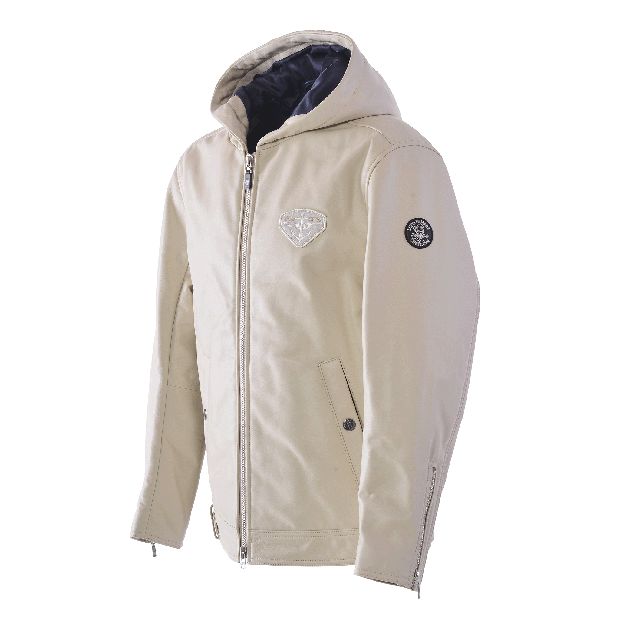 フード付きレザージャケット 25223910