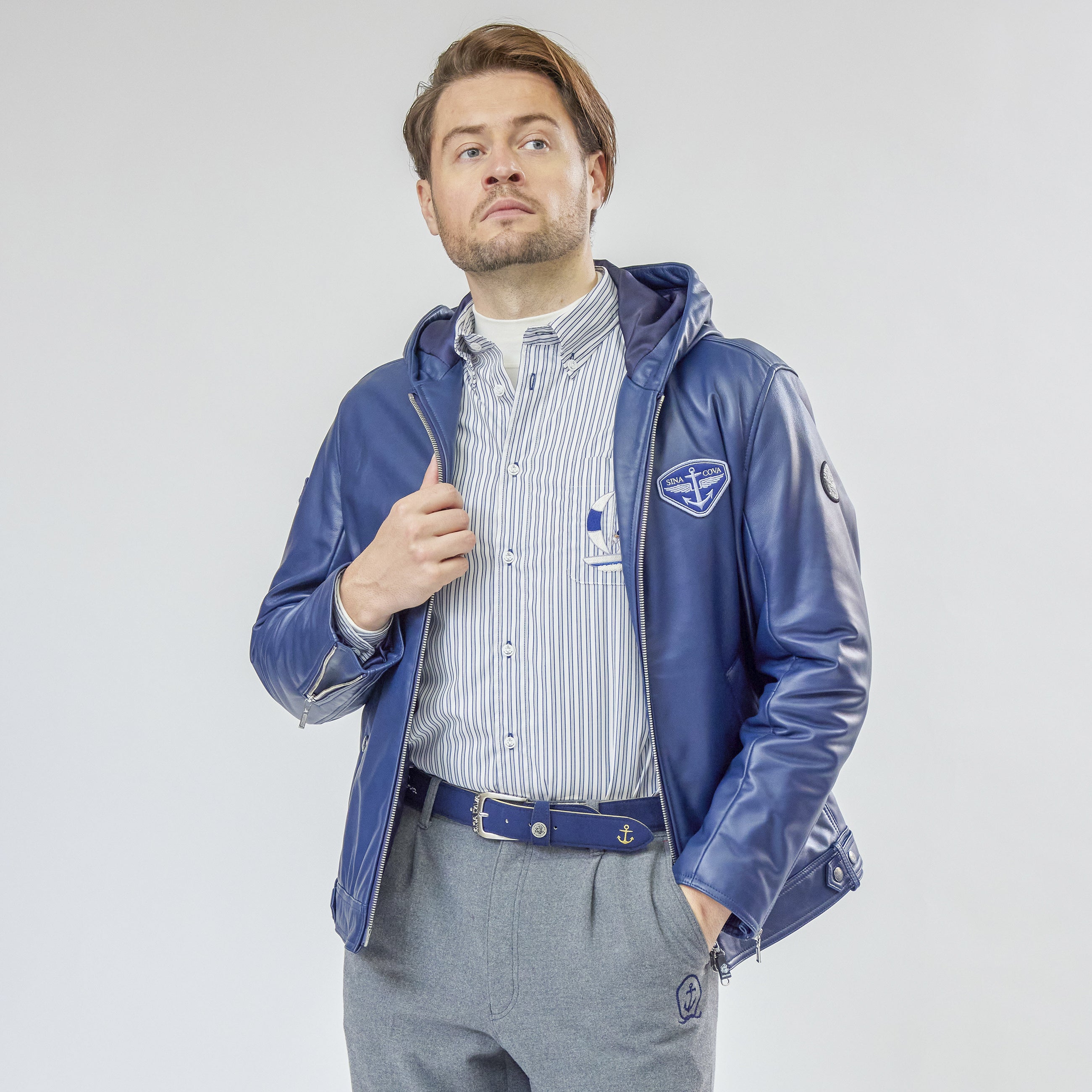 ストライプ柄長袖ボタンダウンシャツ 25224030