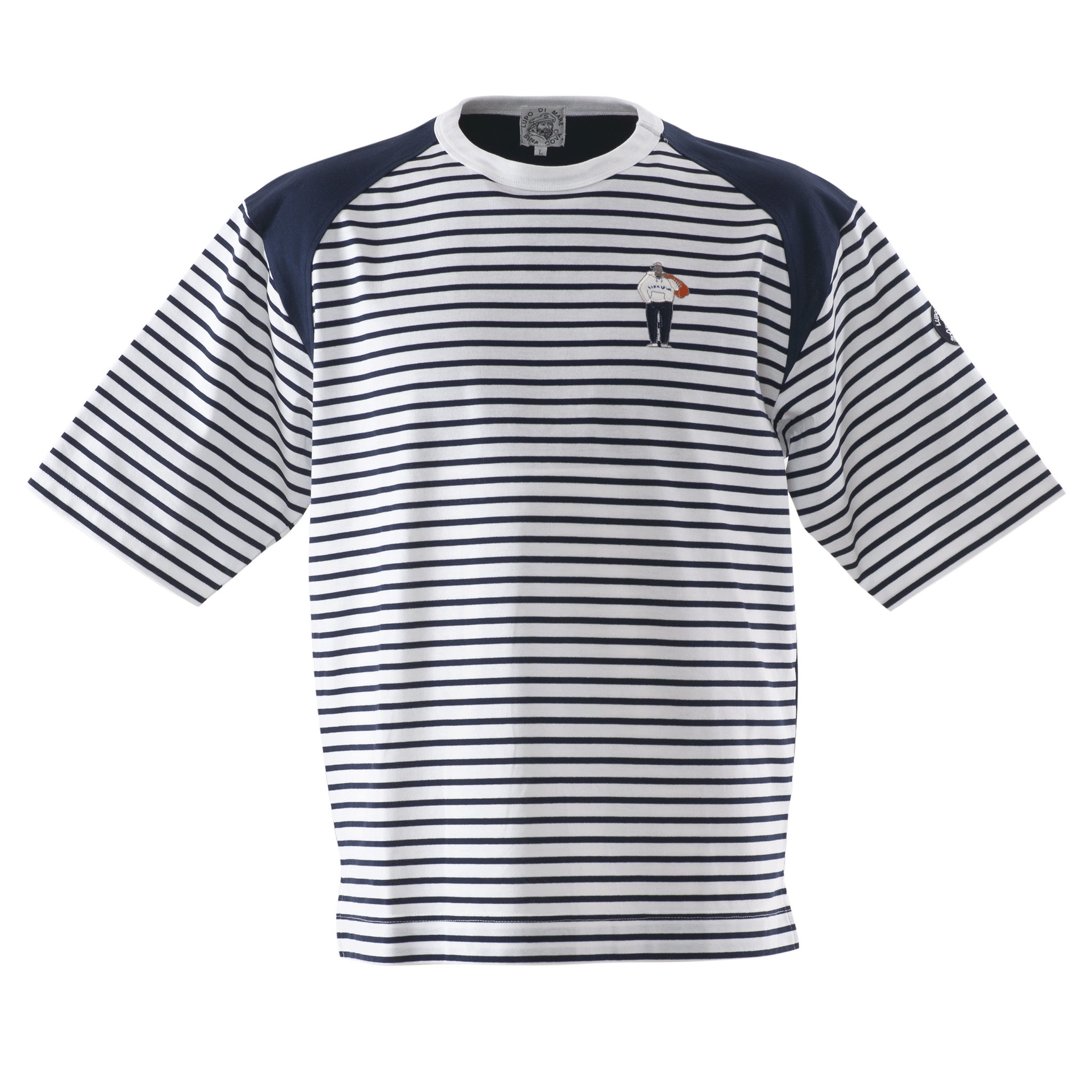 5分袖Tシャツ ボーダー切替Tシャツ 23120510