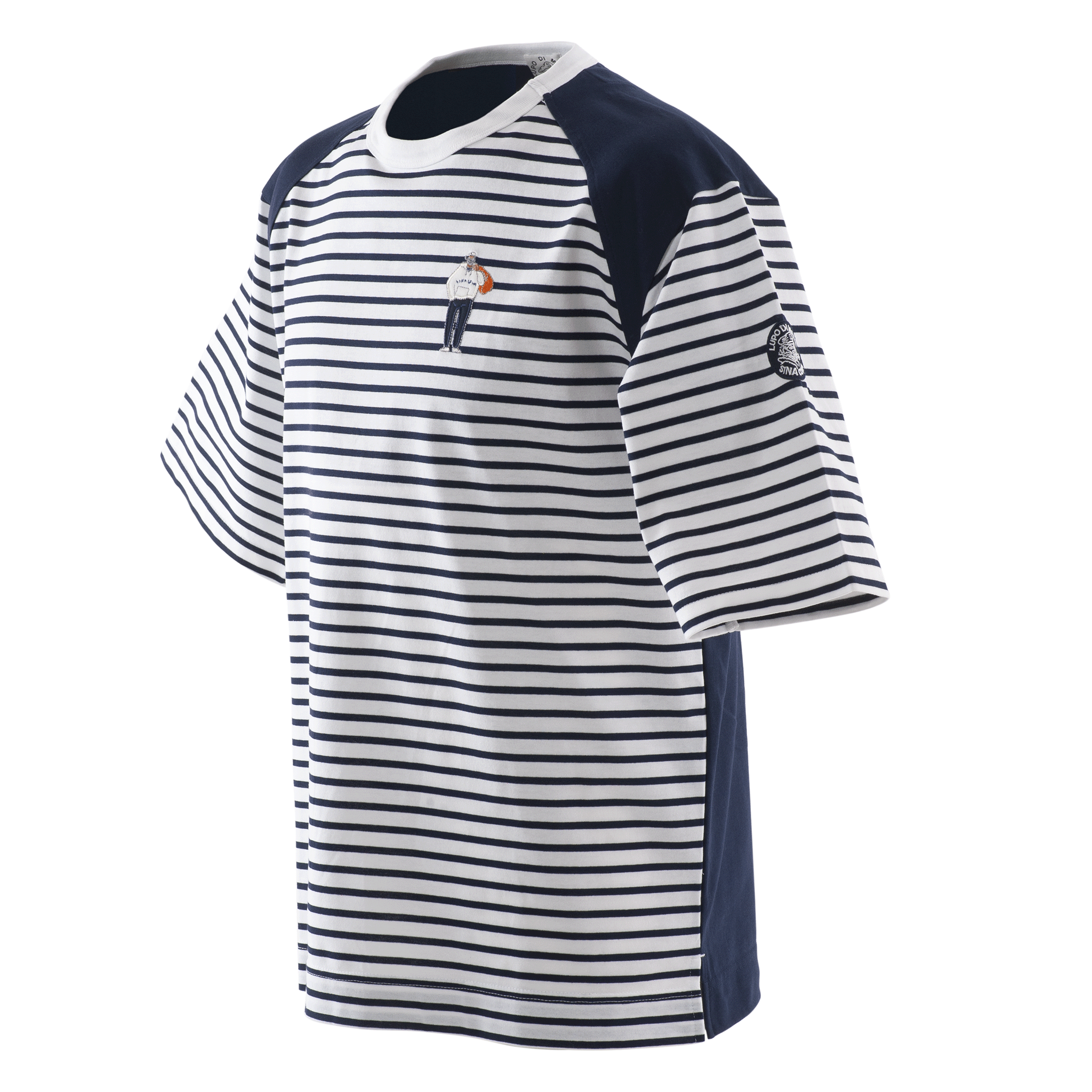 5分袖Tシャツ ボーダー切替Tシャツ 23120510