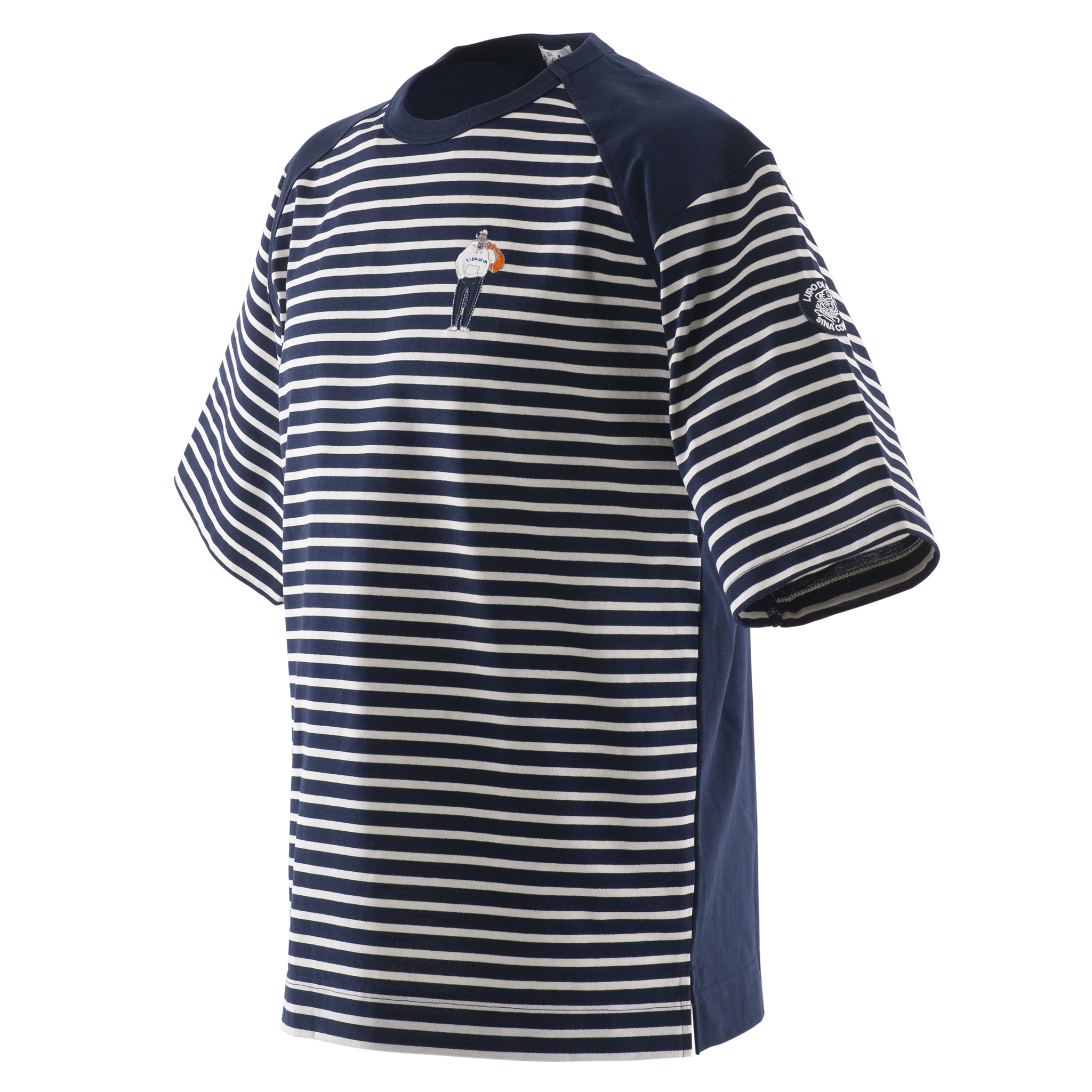 5分袖Tシャツ ボーダー切替Tシャツ 23120510