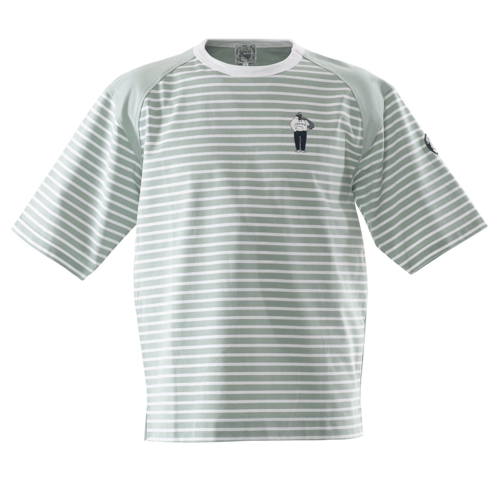 5分袖Tシャツ ボーダー切替Tシャツ 23120510