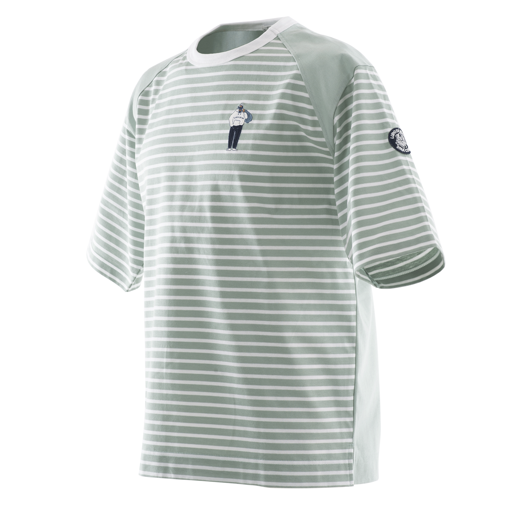 5分袖Tシャツ ボーダー切替Tシャツ 23120510