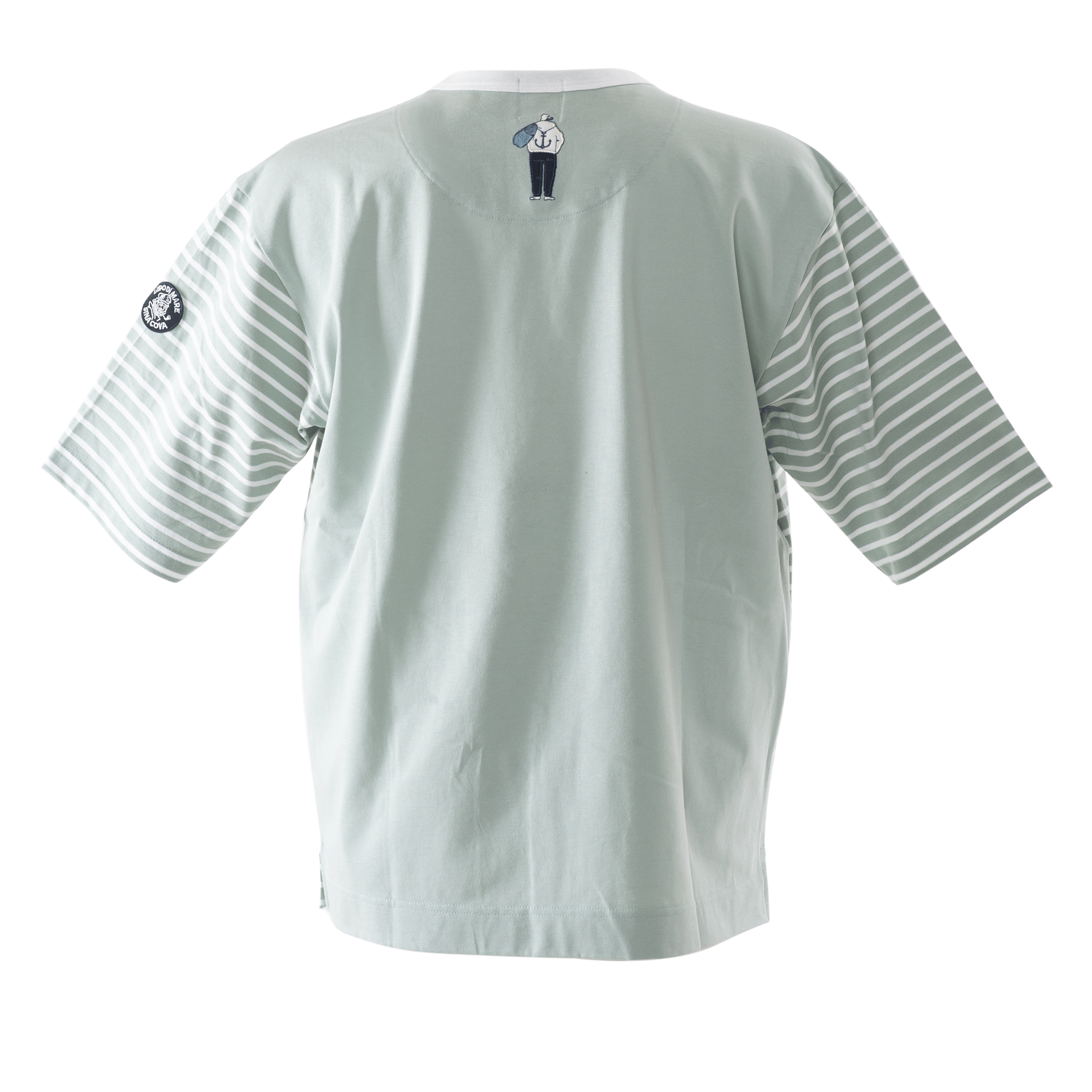 5分袖Tシャツ ボーダー切替Tシャツ 23120510