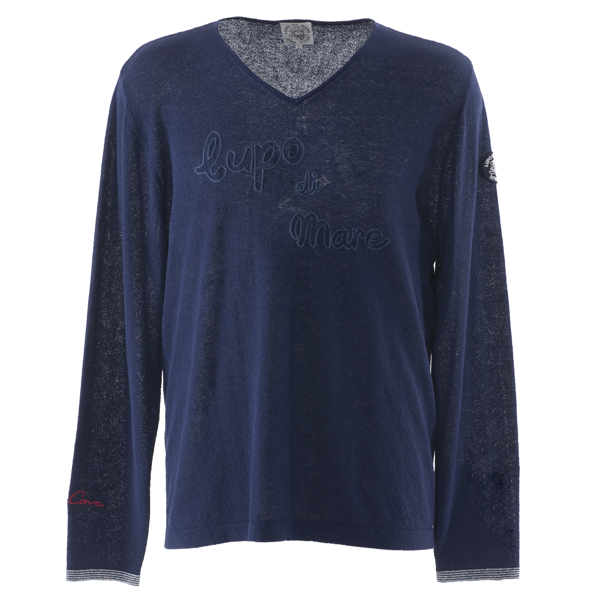 Vネックニットプルオーバー Tシャツ感覚 綿麻ナイロン 23132010