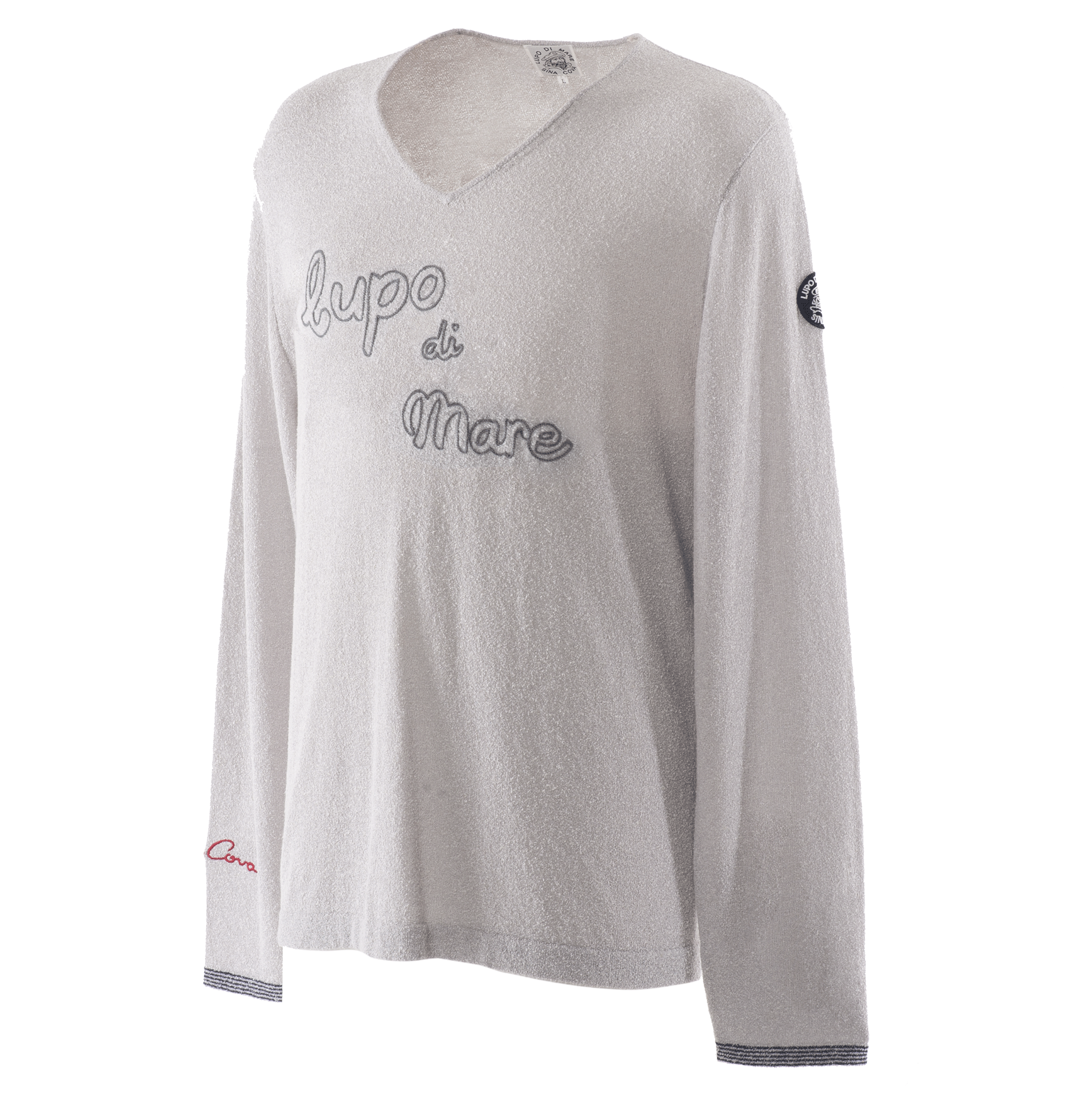 Vネックニットプルオーバー Tシャツ感覚 綿麻ナイロン 23132010