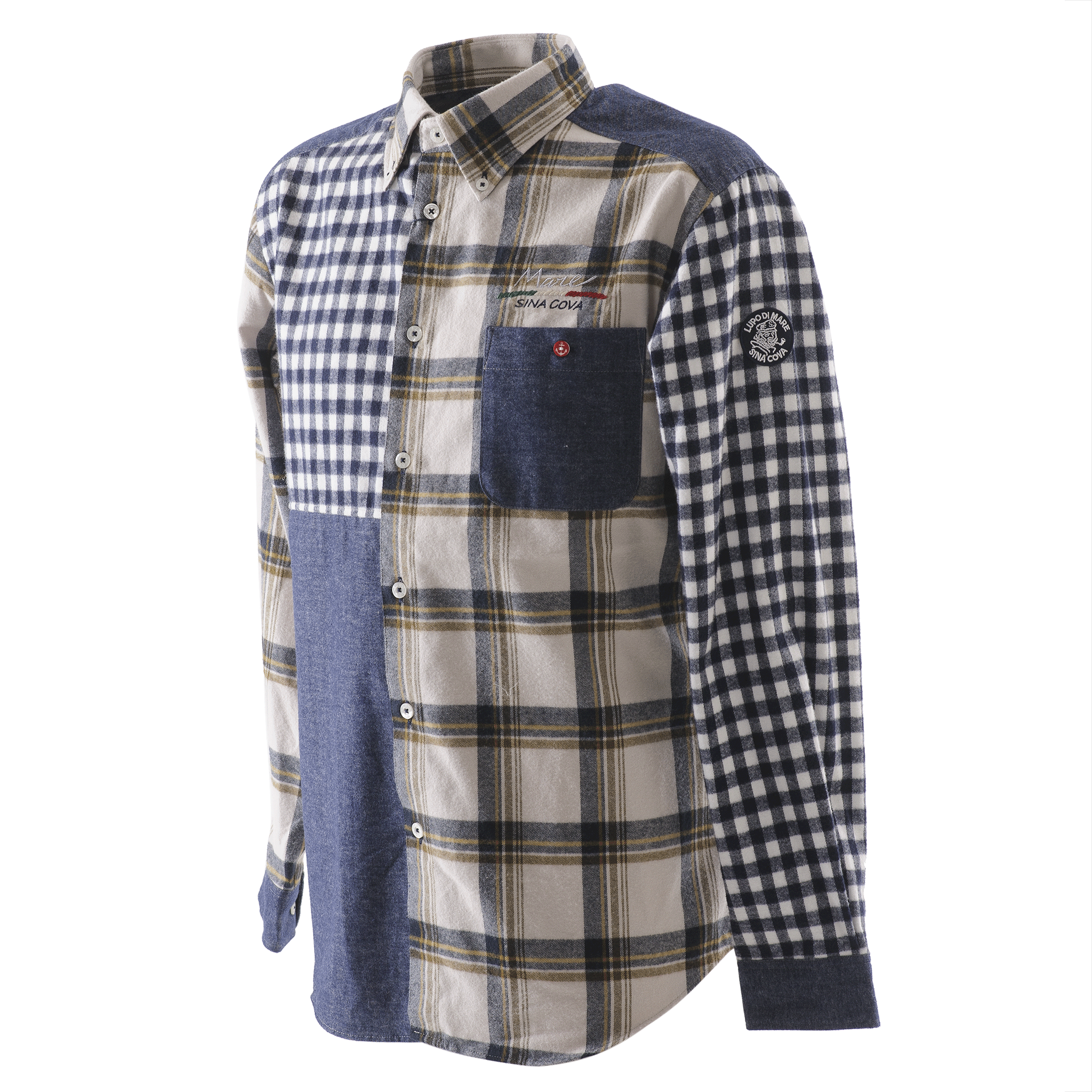 [Official] SINA COVA King Size Crazy Check Pattern Long Sleeve Button Down Shirt 23224046